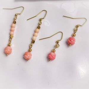 Pink Dangle Earrings Set (2 Pairs)
